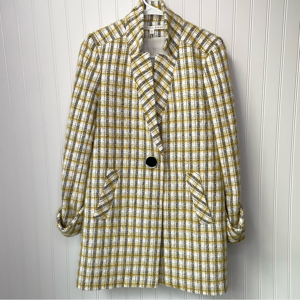 Veronica Beard Jin Dickey Plaid Jacket Yellow Black Plaid Size XS